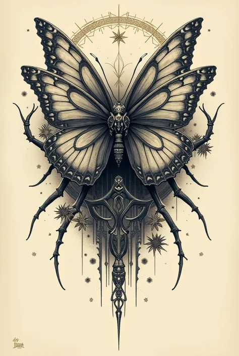 
 spider and a butterfly design for a tattoo 