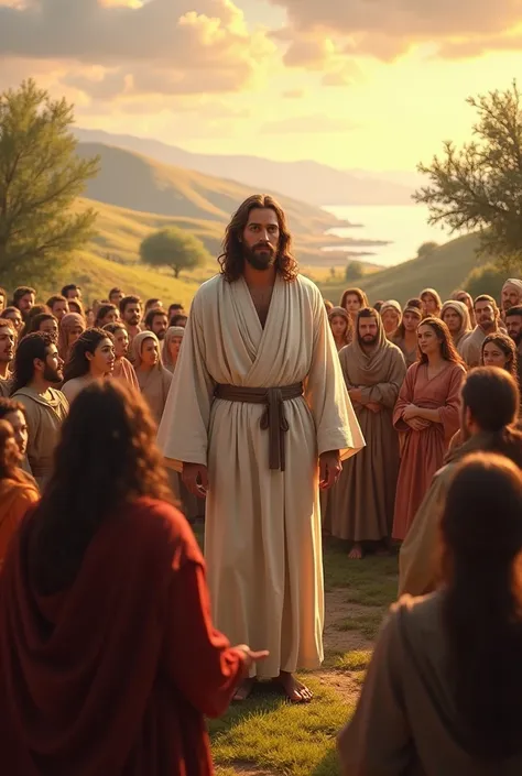 Jesus and a crowd in the mother of Galilee
