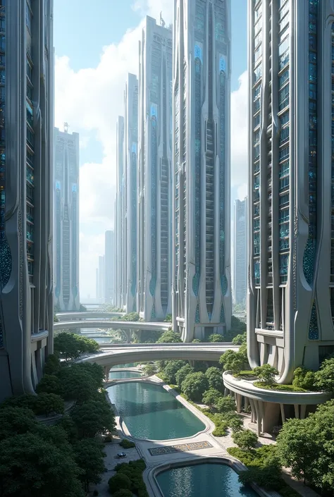 a futuristic complex of apartment buildings