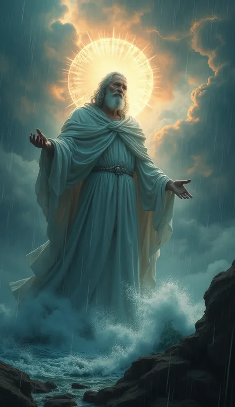 Ultrarealistic 8k Image, God speaking to Job in the midst of the storm, A stunning image of a cloud or storm with lightning, symbolizing the presence of God as He answers Job from the midst of the storm.