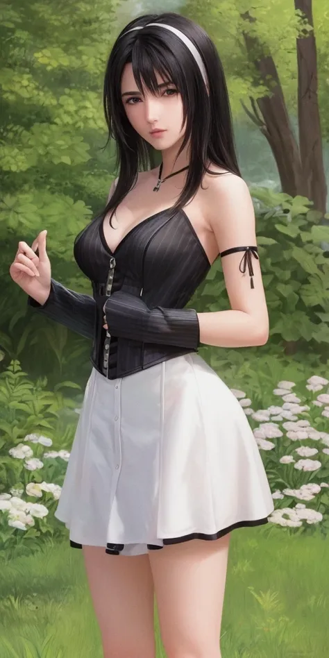 , ((ultra detailed, masterpiece, best quality)) ff8rinoa, 1girl, solo, single braid, blue eyes, black hair, white hairband, blac...