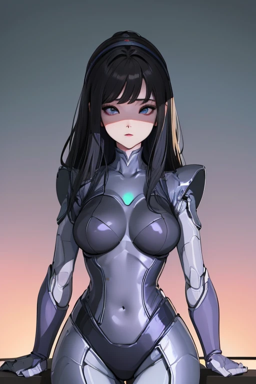 (masterpiece),(Highest quality),(Super detailed),(Best illustrations),(Best Shadow),(Absurd),(Detailed Background),(so beautiful), 16K, 8K, 4K,(Best Shadow),empty eyes,robotization,woman ,big bust,Robot Joint ,Metal skin,Black Suit,long hair,a suit that co...