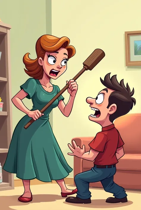 House wife beat a stick husband cartoon 