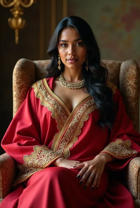  Wearing full body  Academic regalia  wealthy sri lankan average beautiful girl(big breasts and butt) sit in chair