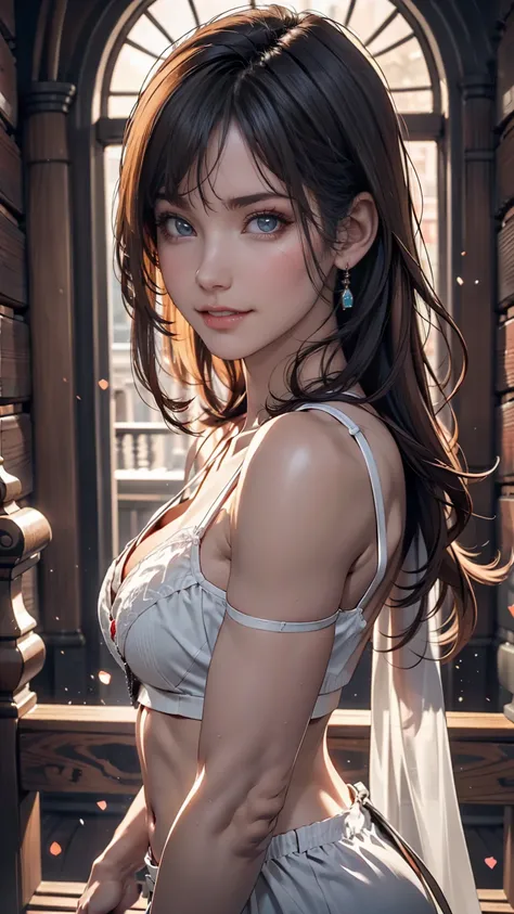 A slight blush,smile,Detailed pupil,Cowboy Shot, , ( ,), View your viewers,Beautiful woman,(Skin Dentition:1.2), Glowing Skin, Highest quality, Ultra-high resolution, (Realistic:1.4),