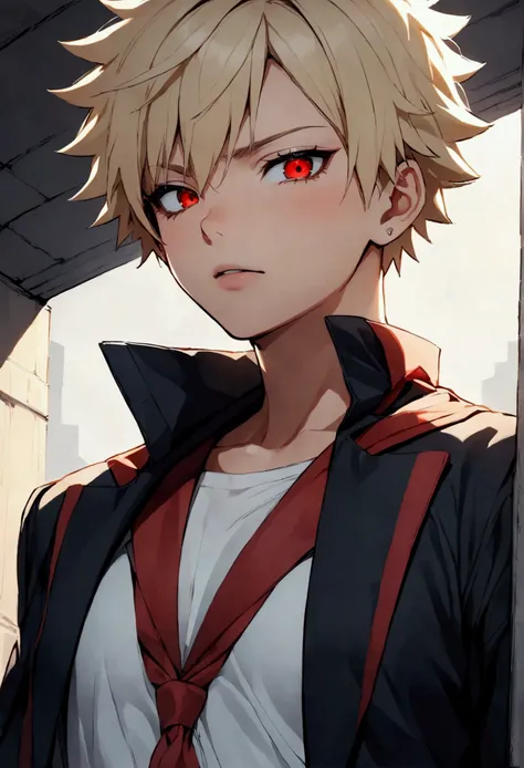 Physicist: Bakugo is a young man of average height with an athletic build. She has short ash blonde hair., which is usually disheveled, and bright red eyes.
outfit: His hero uniform is usually dark in color., with explosive details and a rather imposing ap...