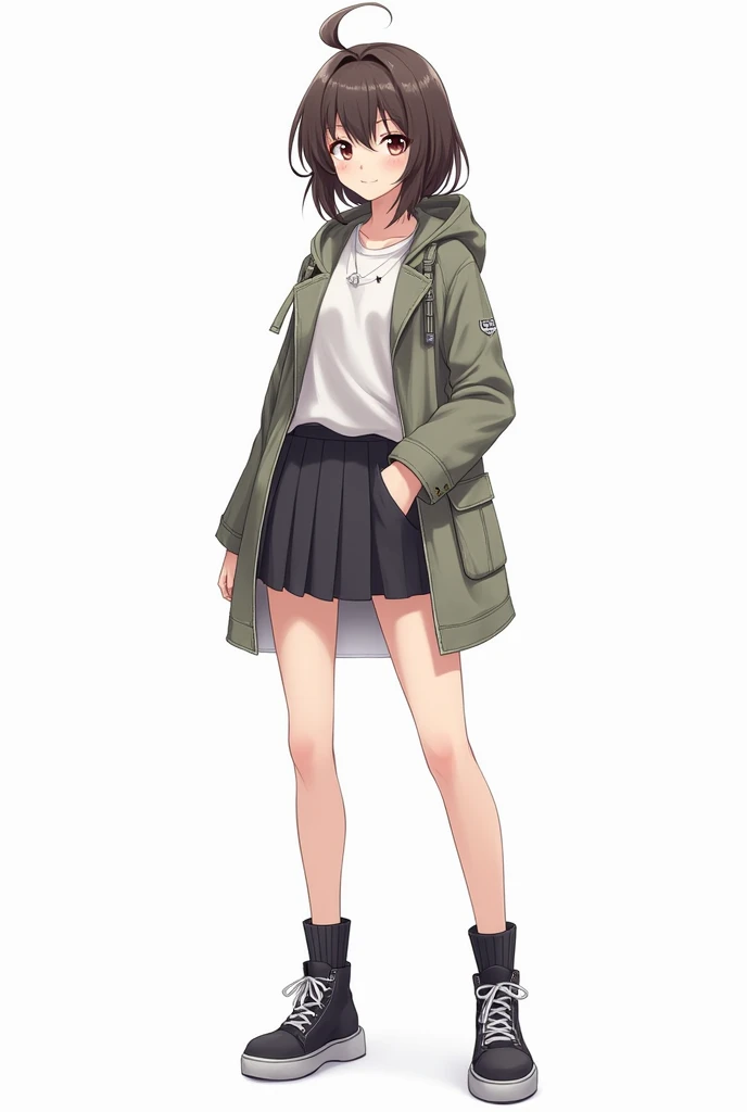 Modern female character in anime and white background with Full body photo 