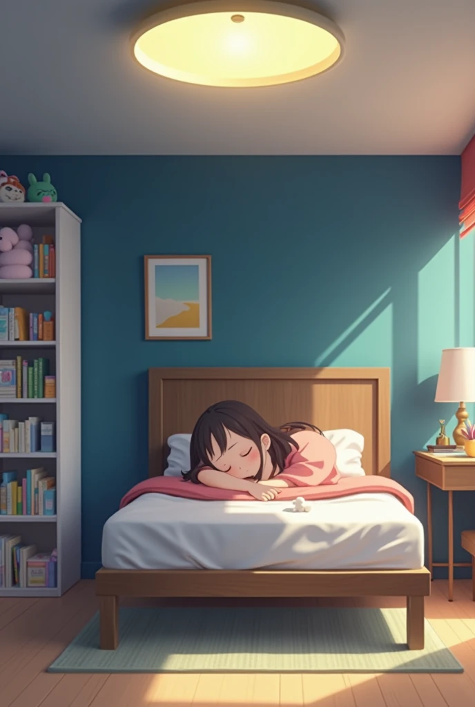 bedroom background, anime style, daylight, zoom in, HD quality