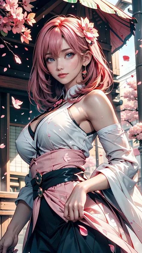 <Anime girl with pink hair and green eyes posing for a photo, Haruno sakura, Best anime 4k konachan wallpaper, Fascinating anime, I also make fan art, sakura petals around her, Splash Art Anime , Anime Style 4k, Anime Moe Art Style, High quality anime art ...