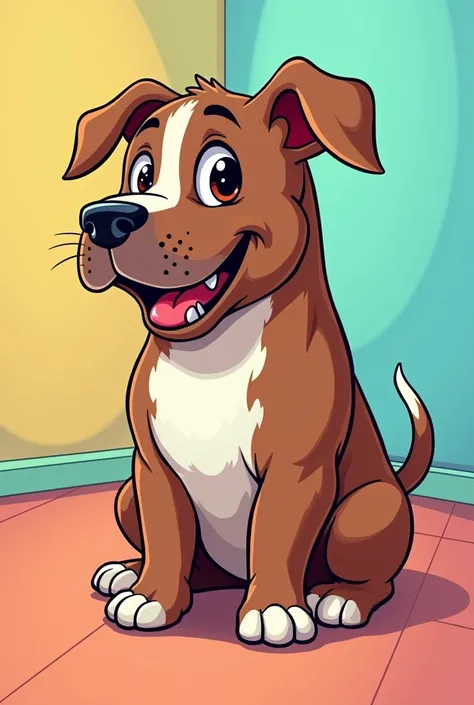 Make a cartoon style Pitbull dog to color 