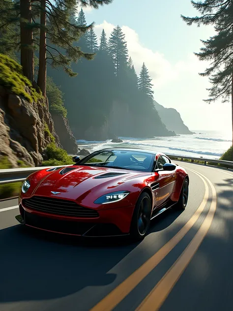 Aston Martin Vantage F1,sports ,
(Masterpiece)),((Best Quality)),(detailed),award-winning,sports car carbon fiber roof in motion,racing on a coastal road,redwood forest,highly detailed,fine detail,intricate,insanely detailed,volumetric lighting,vivid color...