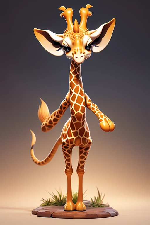 Create a picture of a giraffe monster.. The body is transparent and can be seen through. The image is sharp and detailed., with beautiful colors.. With arms, leg, eyes, mouth, พื้นหลังสีlegว