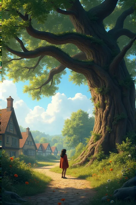 The Discovery**
*Setting: Near an old oak tree at the edge of the village.*