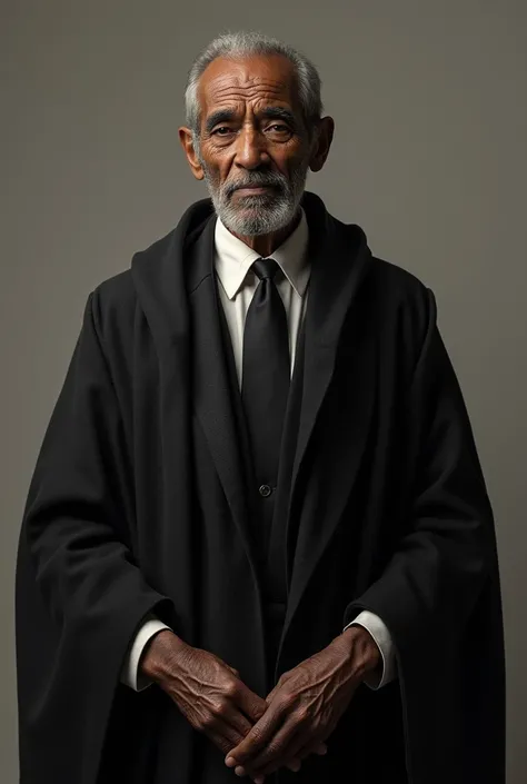 Old Ethiopian man wearing black wool with white shirt and black tie