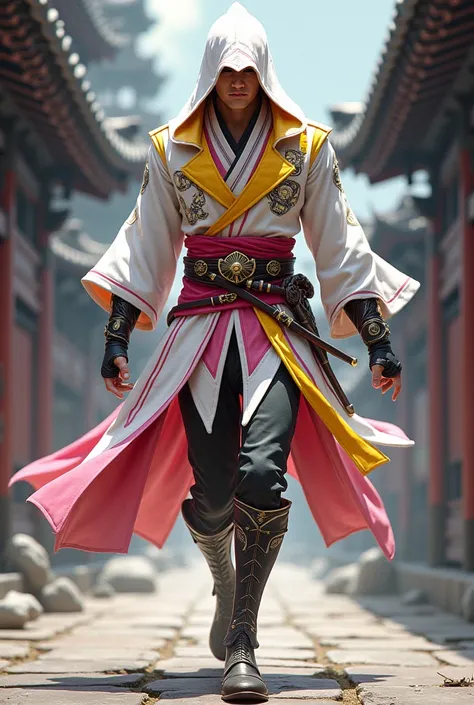 I want a Japanese Assassin&#39;s Creed costume with white, pink and yellow for men 