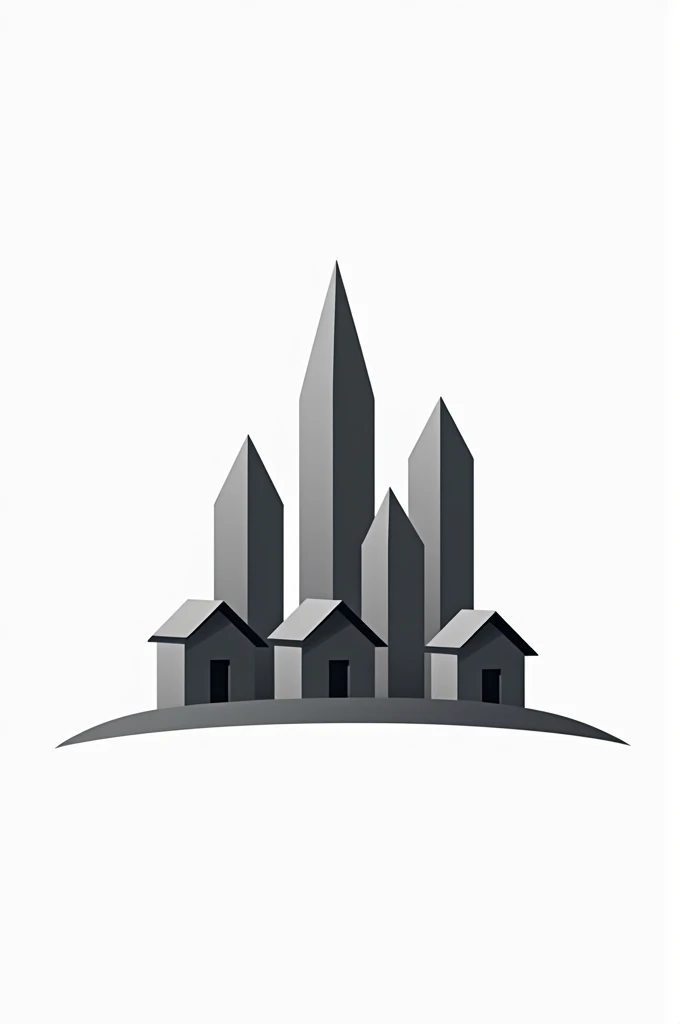 3 abstract pyramids with buildings and houses below for real estate logo 
