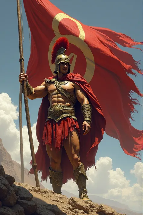 SPARTAN WARRIOR WITH HUGE FLAG WRITTEN OG 4