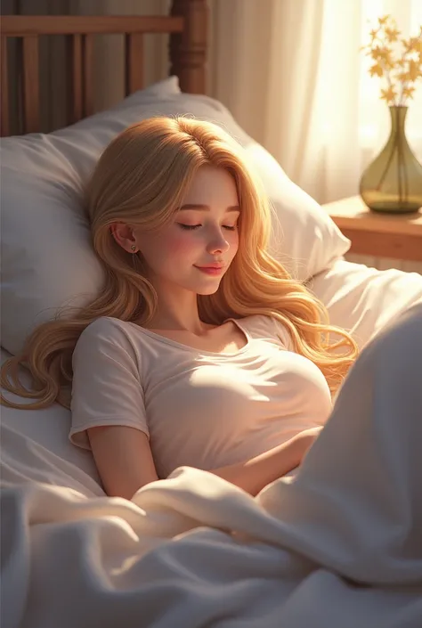 One person, Long Hair, smile, Blonde, Sleep