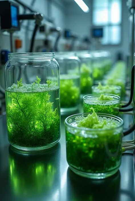 create an image of a model for this experiment research topic “The Efficacy of Algae’s Photosynthetic Ability to Produce Electricity by an Examination of Bioconversion Efficiency”, it should included wirings, containers and algae species. it should really ...