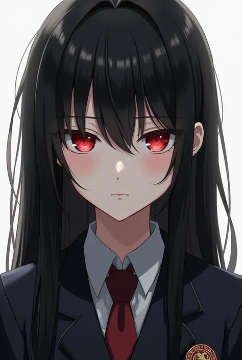 Cold, serious student council girl, Japanese Hime black hair, red eyes