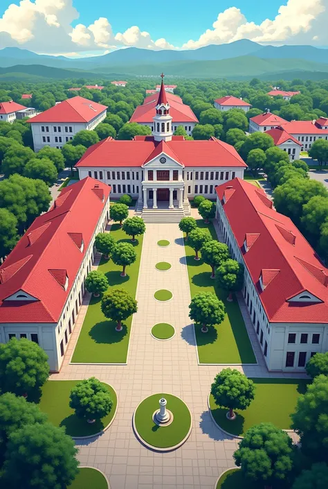 2D of University of Perpetual Help System Dalta a maroon and white colored campus  
