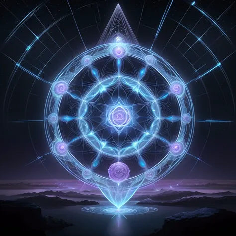 create a digital landscape of an ethereal, futuristic world where arcturian energy grids form a glowing, intricate web across th...