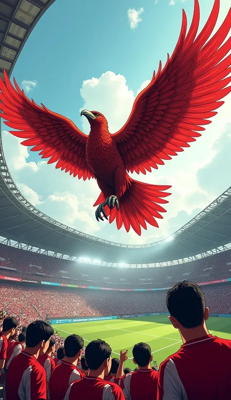 Garuda flies, Supporters, football, red and white, stadio, linescape