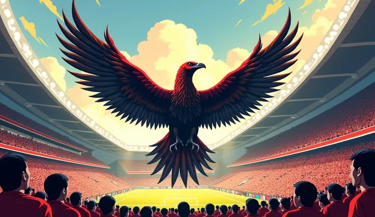 Garuda flies, Supporters, football, red and white, stadio, linescape