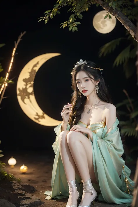 Mid-Autumn Festival Change
(((best quality))),(((ultra detailed))),(((masterpiece))),illustration,((1 beautiful girl,fairy,Change,独奏)),((earrings,necklace)),((slim,thin)),((small breasts,flat chest)),(magnificent sheer Hanfu:1.3),(Slender legs:1.2),(stocki...