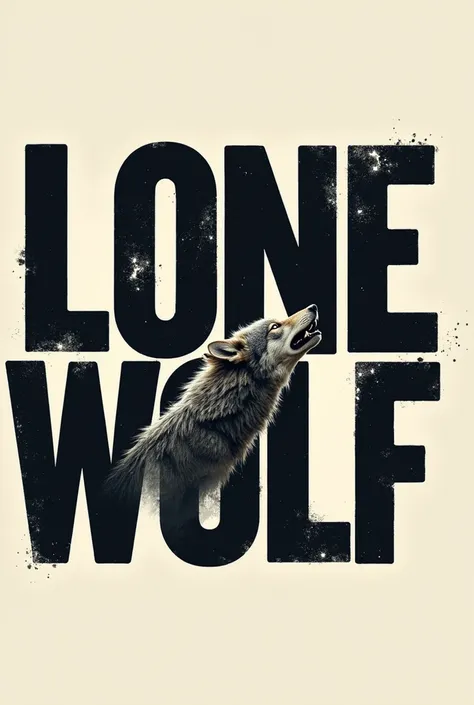 capital typografi font written "LoneWolf" bold,artistic,with a little howling wolf in the middle