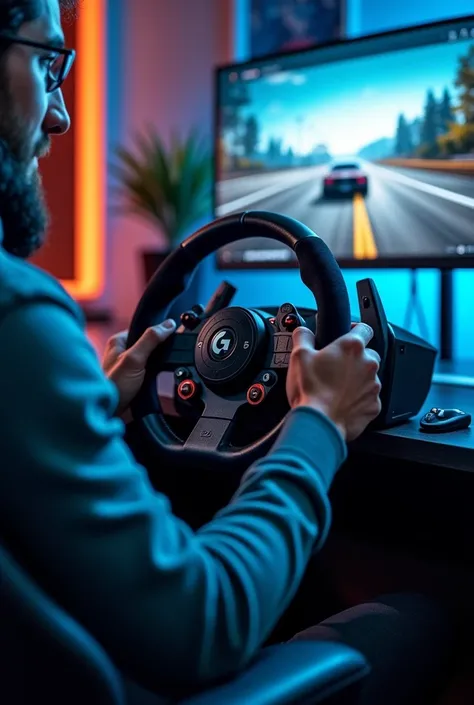 Gamming room setup with a g29 steering wheel 