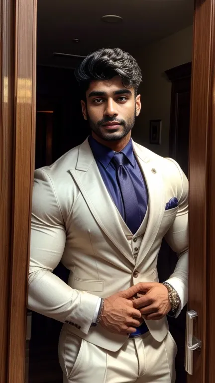 Muscular ARJUN indian Latino gay man in formal s