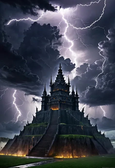 Castle of the Slave Demon King，Dark clouds and lightning，The Dark Lord&#39;s Castle，Rugged Mountain