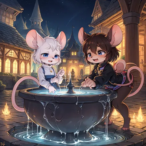 (splish fountain) , Mouse Kingdom , mouse couple , Scream Rides , moist thin eyes , glossy lips , Swollen cheeks