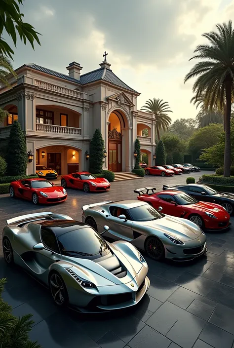 A house full of luxury cars
