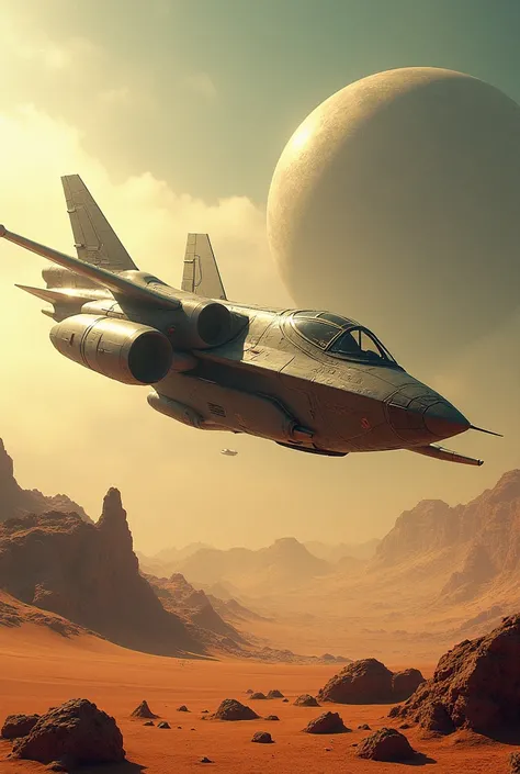 A two-seater fighter jet flying in the sky, Detailed crashed spaceship, Detailed small spaceship, movie「Dune」Small spacecraft, Derelict spacecraft, Valkyrie fighter, flying scifi vehicle, レトロなSF Spaceship, Very detailed, Ancient crashed spaceship, SF Space...