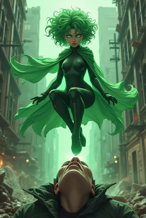 Tatsumaki sitting on a face