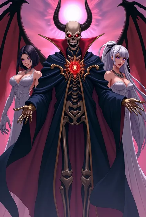 draw a anime styled characters from anime series Overlord  Ainz Ooal Gown has the appearance of an Overlord, an undead skeleton creature who is devoid of skin and flesh. He tends to mainly wear an elaborate, jet-black academic gown adorned with golden and ...