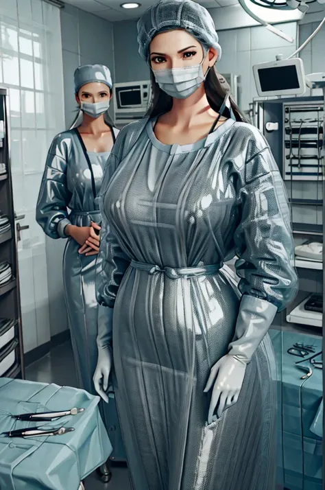 nurse uniform,hospital, latex nurse suit,nurses,busty,elbow gloves,labcoat,black hair woman,red eyes , gigantic ,medical instruments,asian nurse,two nurses,speculum,examination room,oversize ,big ass ,strap on, lay on table ,legs spreaded,giving birth,gyno...