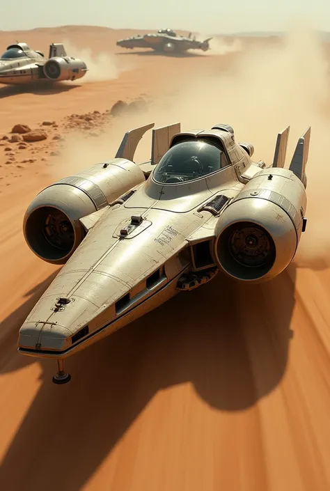 Star Wars Vehicles, Bottom View ， Leaf Runner, close - up on detailed, detailed close up shot, high detail shot, kitbashing, Speeding, Very detailed, movie「Dune」Spaceship, Spaceship landed in the background, Fine details, Dune Style, Sitting on a cryopod, ...