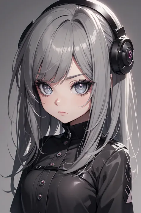 (digital painting),(best quality), masterpiece, 8k resolution, (grey background:1.4), anime girl, one girl, solo, goth girl, big eyes, detailed eyes, cute girl, dynamic lighting, sticker design,