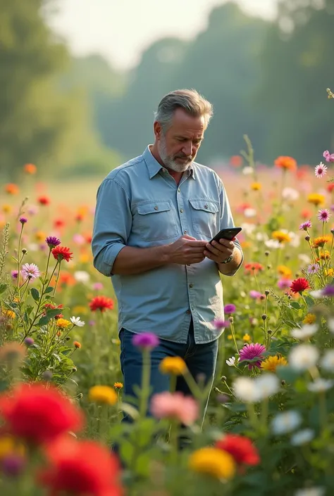 MAN, PHONE, FLOWER