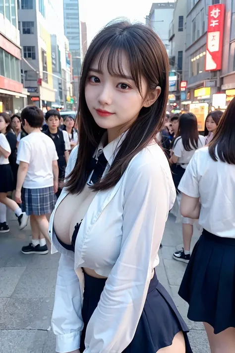 (8K, RAW photos, best quality, masterpiece:1.2), (Practical, photo-Practical:1.4), (extremely detailed 8K wallpaper), Clear focus, Depth of Field, Movie Lighting, Soft Light, Detailed beauty,shiny smooth light brown Long Bob hairstyle, Asymmetrical bangs, ...