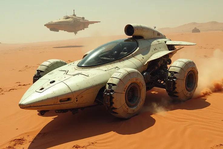 Star Wars Vehicles, Bottom View ， Leaf Runner, close - up on detailed, detailed close up shot, high detail shot, kitbashing, Speeding, Very detailed, movie「Dune」Spaceship, Spaceship landed in the background, Fine details, Dune Style, Sitting on a cryopod, ...