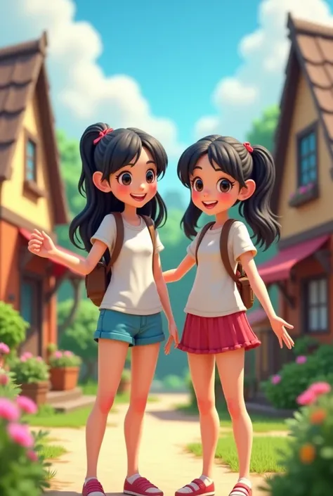 18+Young 2 girls in village ai 3d image cartoon type 