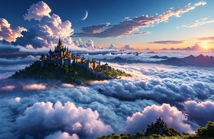 high resolution, Ultra HD, 8k, High Resolution Pixels、Fantasy、null、In the clouds、evening