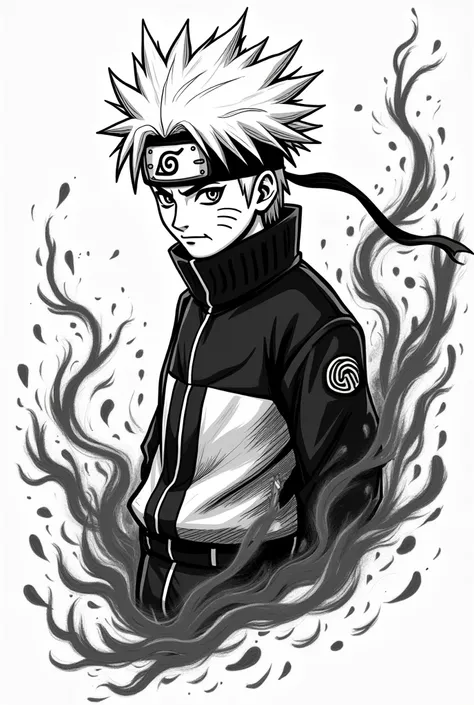 Doodle art of Naruto Shippuden anime black and white 