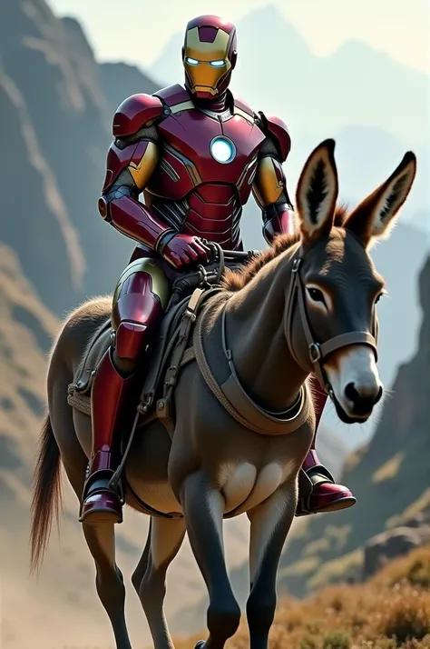 donkey riding ironman realistic