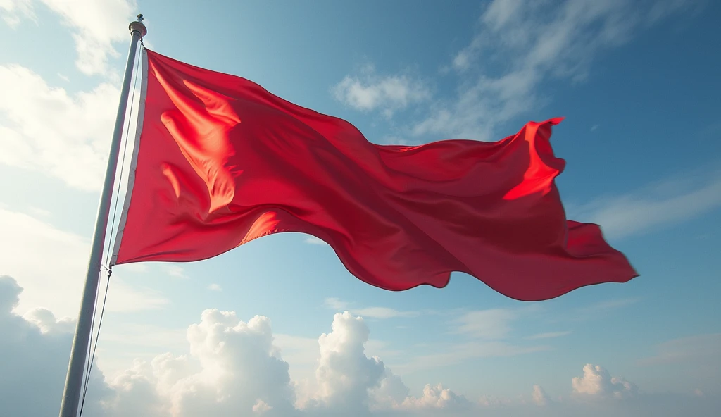 a large flag floats in the wind.