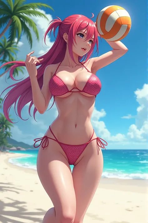 Zero two , bikini , volleyball, beach , sexy pose